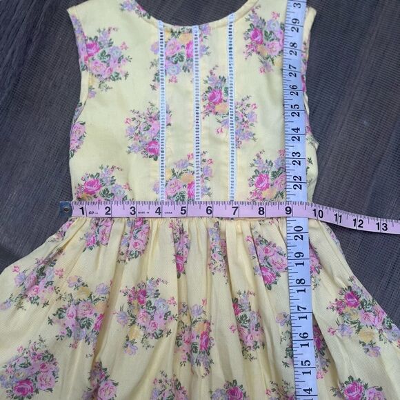 LAURA ASHLEY YELLOW FLORAL SLEEVELESS COTTON DRESS SCALLOP HEM FLOWER GIRL 6X - Picture 12 of 15